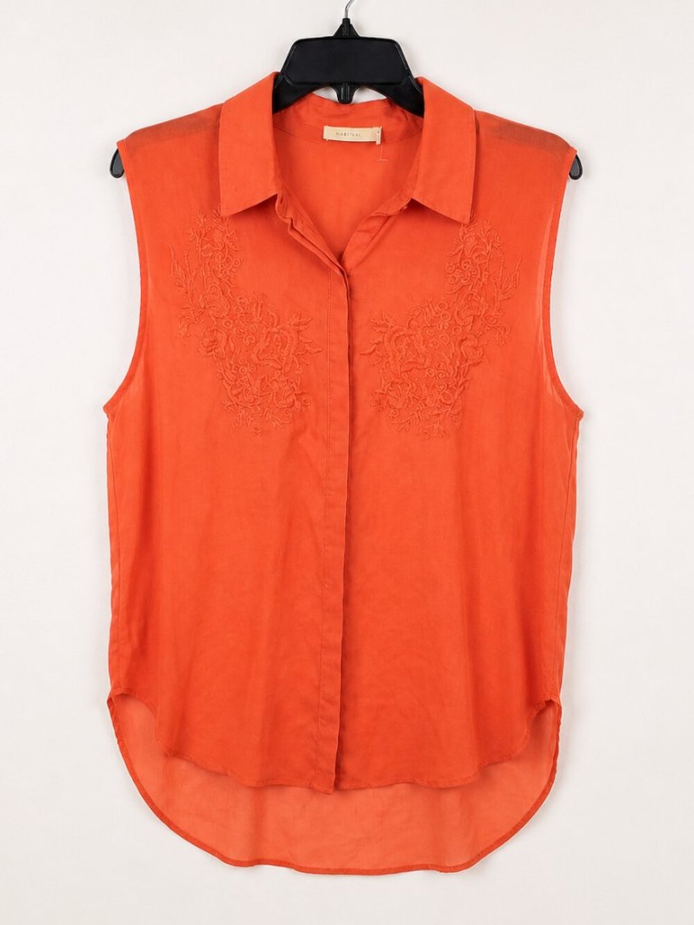 Orange Embroidered Sheer Tunic Blouse Large Lush Boho